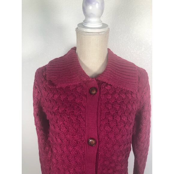 For Love and Lemons Florence Magenta Basket Weave Cardigan - XS - Picture 3 of 6